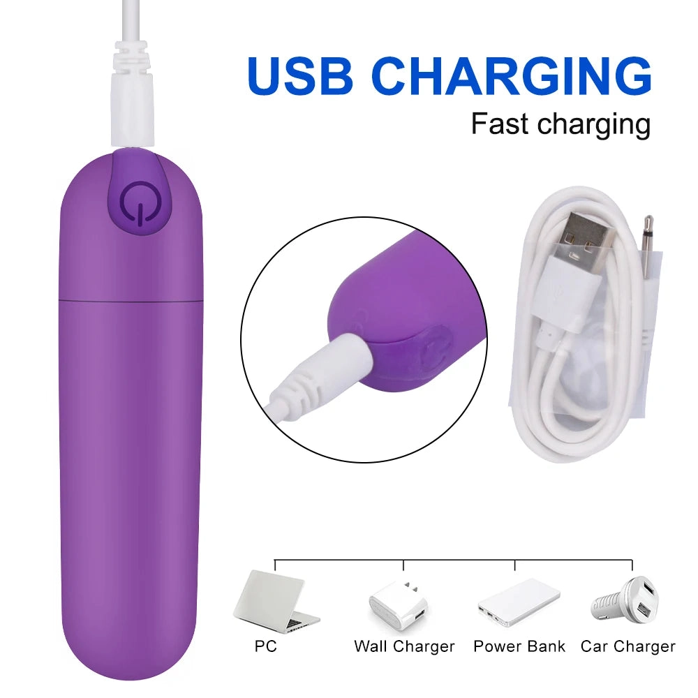 10 Speeds Mini Black Silver Purple Bullet Vibrator
