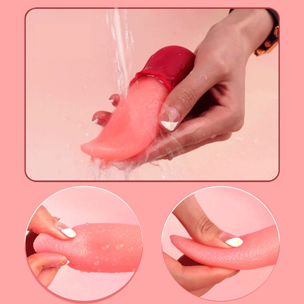 10 Speeds Realistic Licking Tongue Rose Vibrators for Women Nipples Clitoral Stimulation Sex Toys