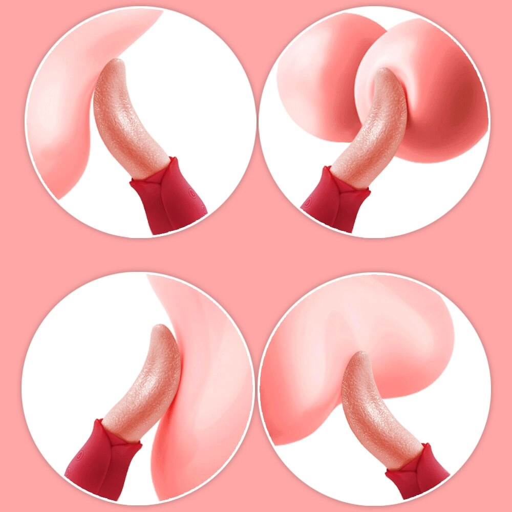 10 Speeds Realistic Licking Tongue Rose Vibrators for Women Nipples Clitoral Stimulation Sex Toys