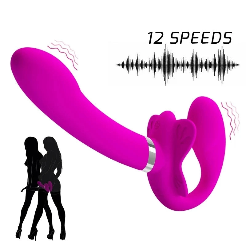 12 Speeds Strapless Strap On Dildo G-Spot Vibrator