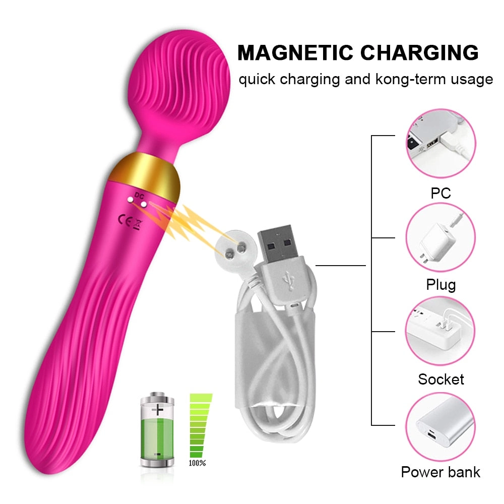 18 Speeds Powerful AV Magic Wand Vibrator Sex Toys for Women G Spot Clitoris Stimulator Dildo Dual Motors Toys