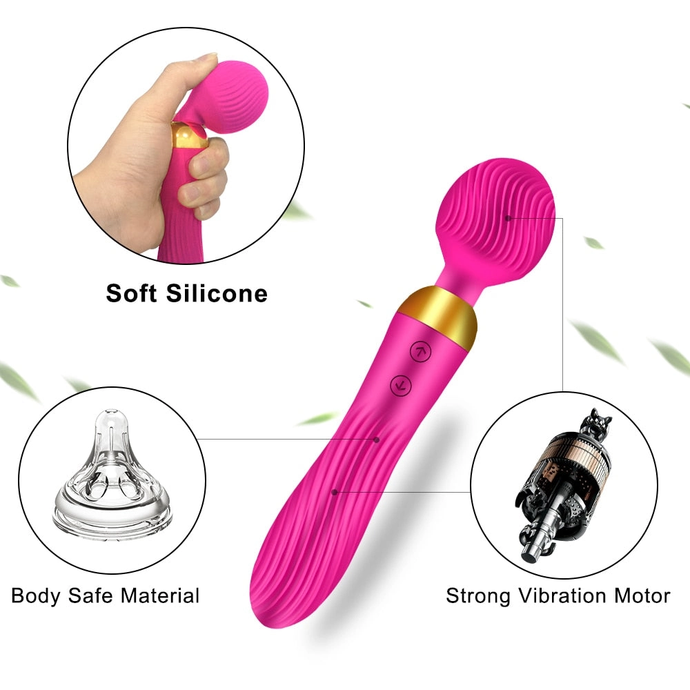 18 Speeds Powerful AV Magic Wand Vibrator Sex Toys for Women G Spot Clitoris Stimulator Dildo Dual Motors Toys