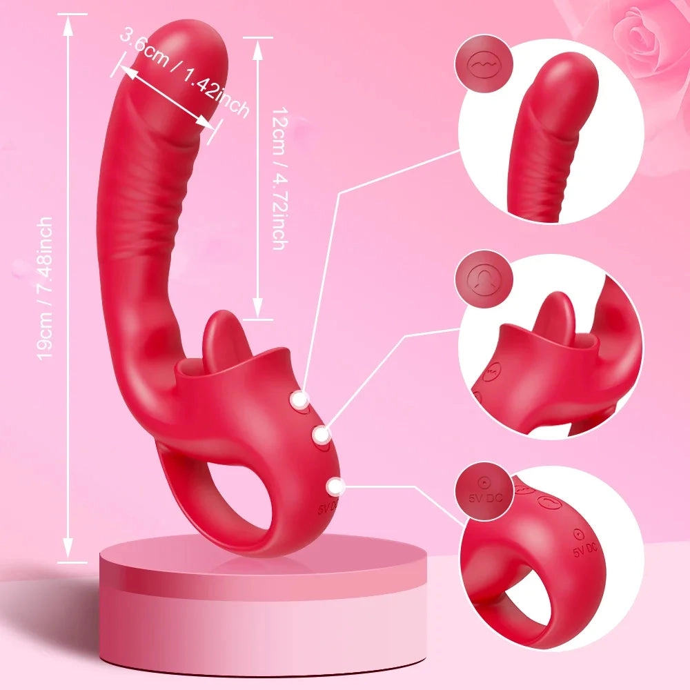 2-in-1 Tongue Thrusting Vibrators Dildo