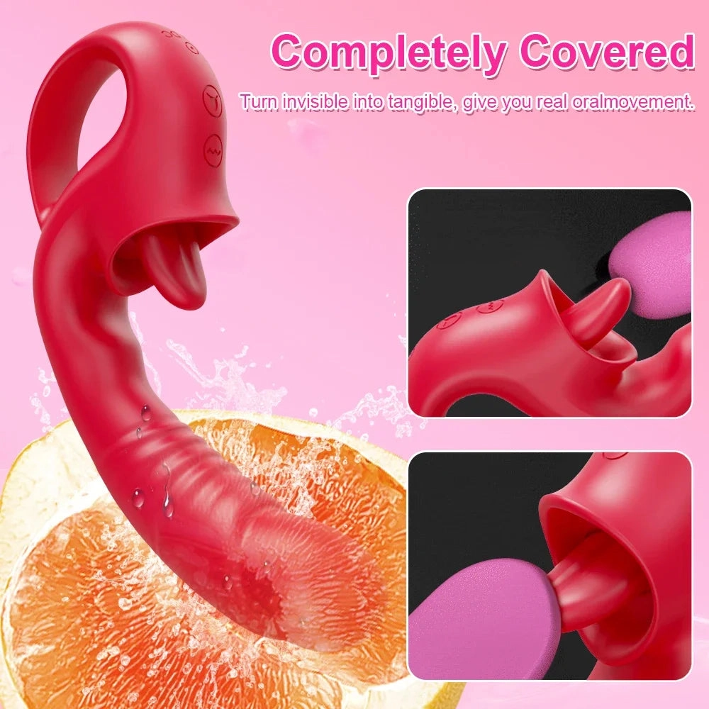 2-in-1 Tongue Thrusting Vibrators Dildo