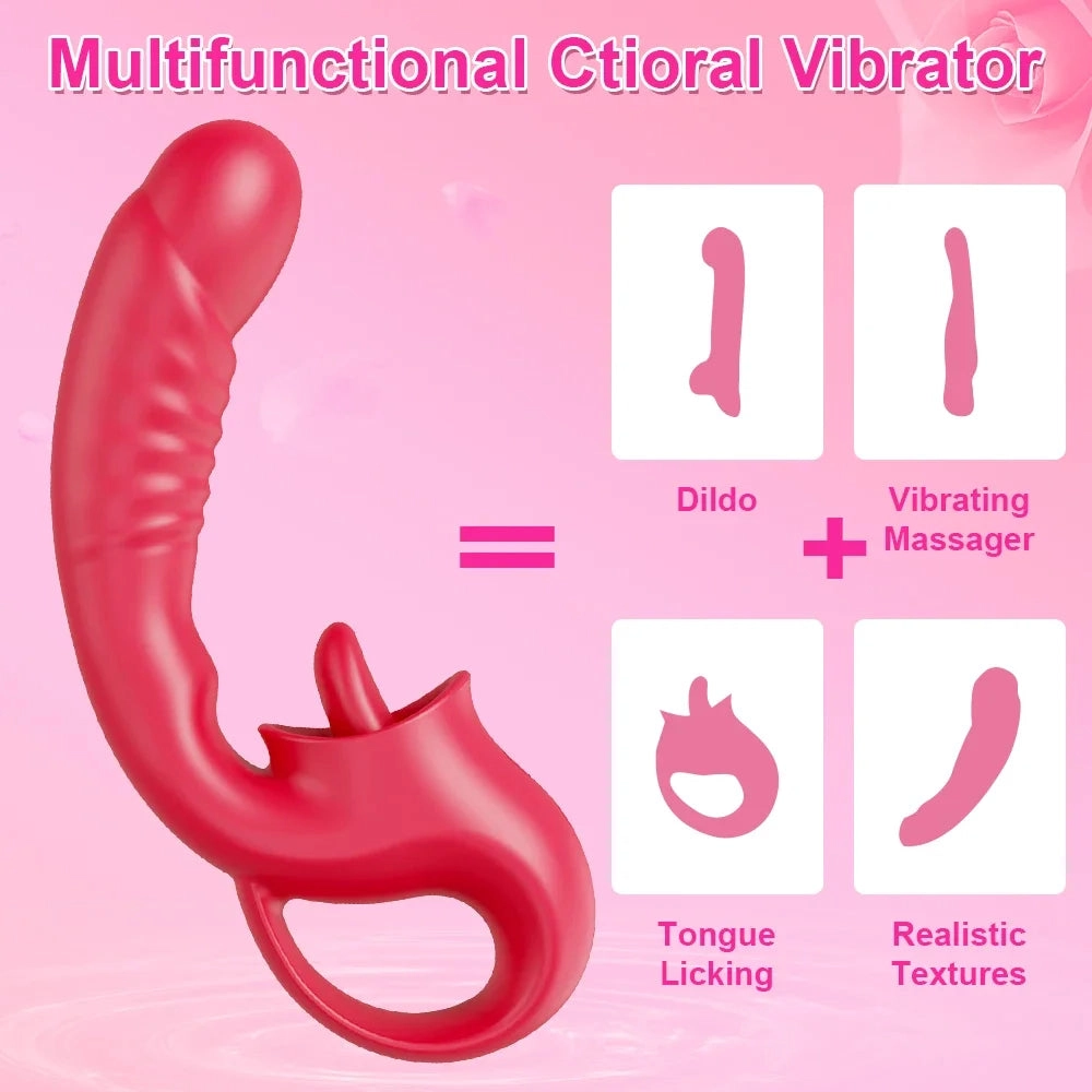 2-in-1 Tongue Thrusting Vibrators Dildo
