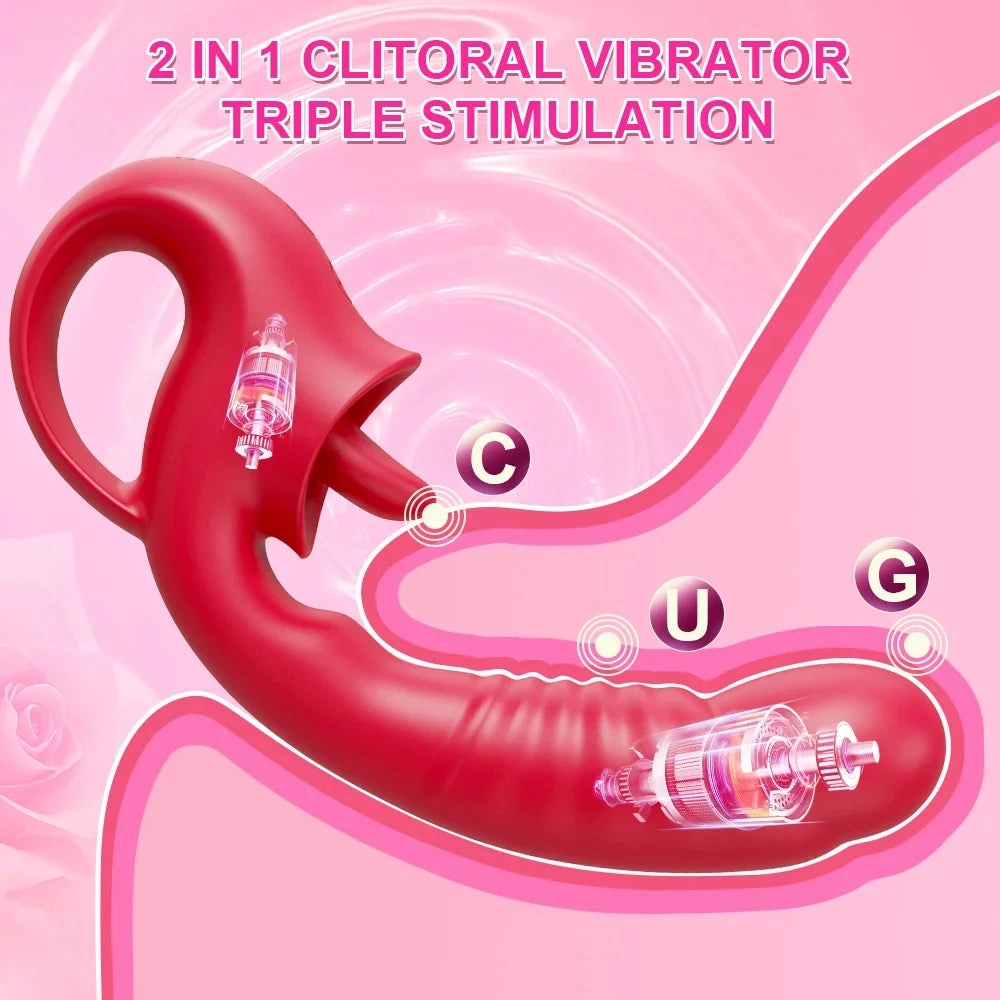 2-in-1 Tongue Thrusting Vibrators Dildo