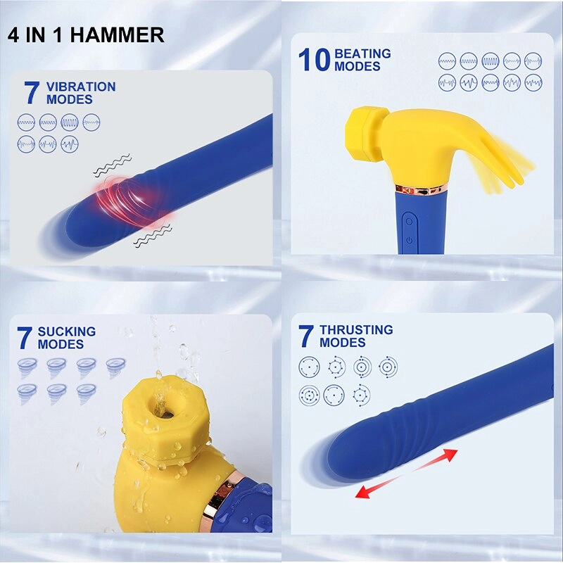 4 in 1 Hammer Vibrator Vibrating Sucking Thrusting Licking Hammer Sex Toy