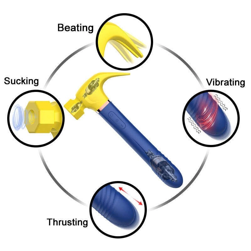 4 in 1 Hammer Vibrator Vibrating Sucking Thrusting Licking Hammer Sex Toy