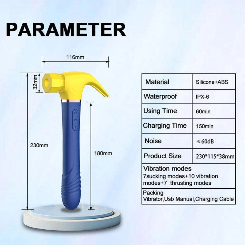 4 in 1 Hammer Vibrator Vibrating Sucking Thrusting Licking Hammer Sex Toy
