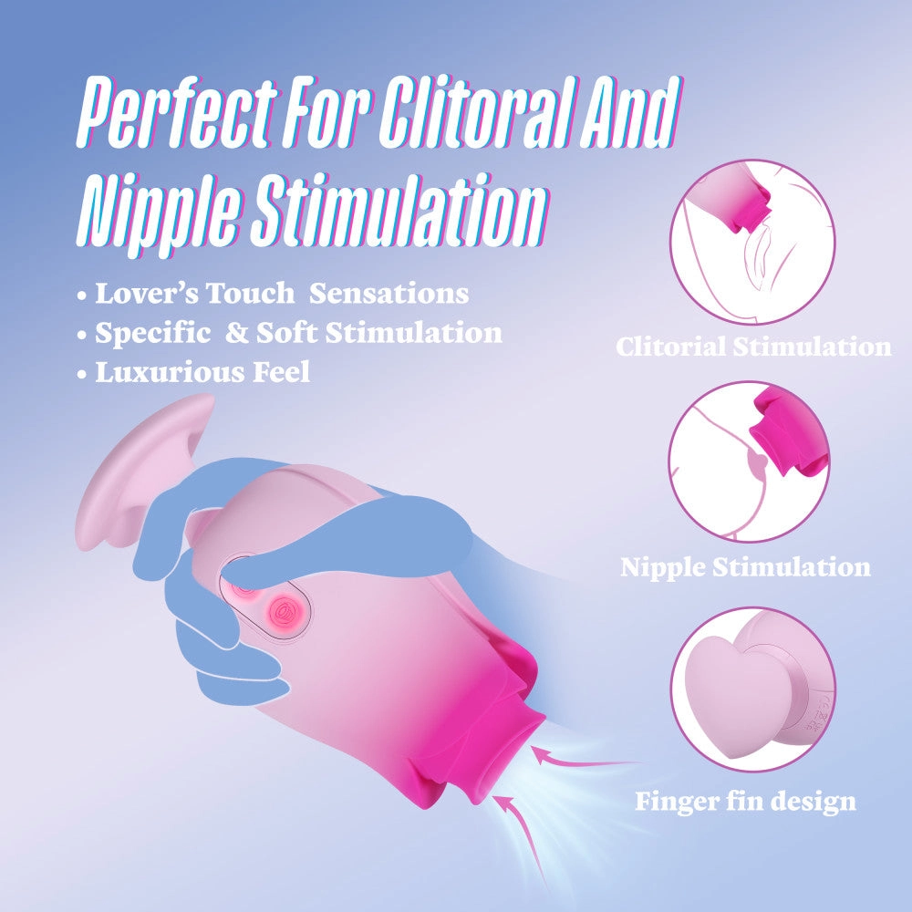 Aria | Tulip Trance Silicone Personal Massager with Suction & Tongue-Fluttering Sensations – Pink