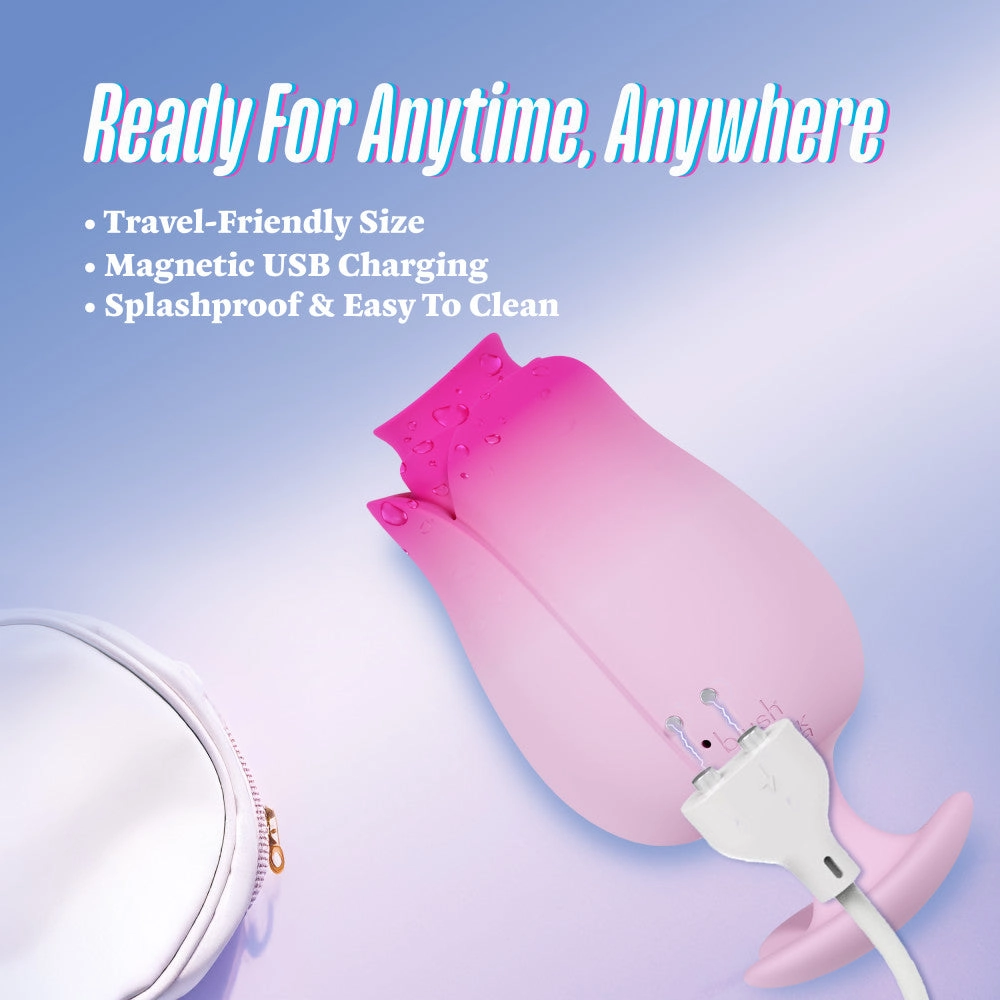 Aria | Tulip Trance Silicone Personal Massager with Suction & Tongue-Fluttering Sensations – Pink