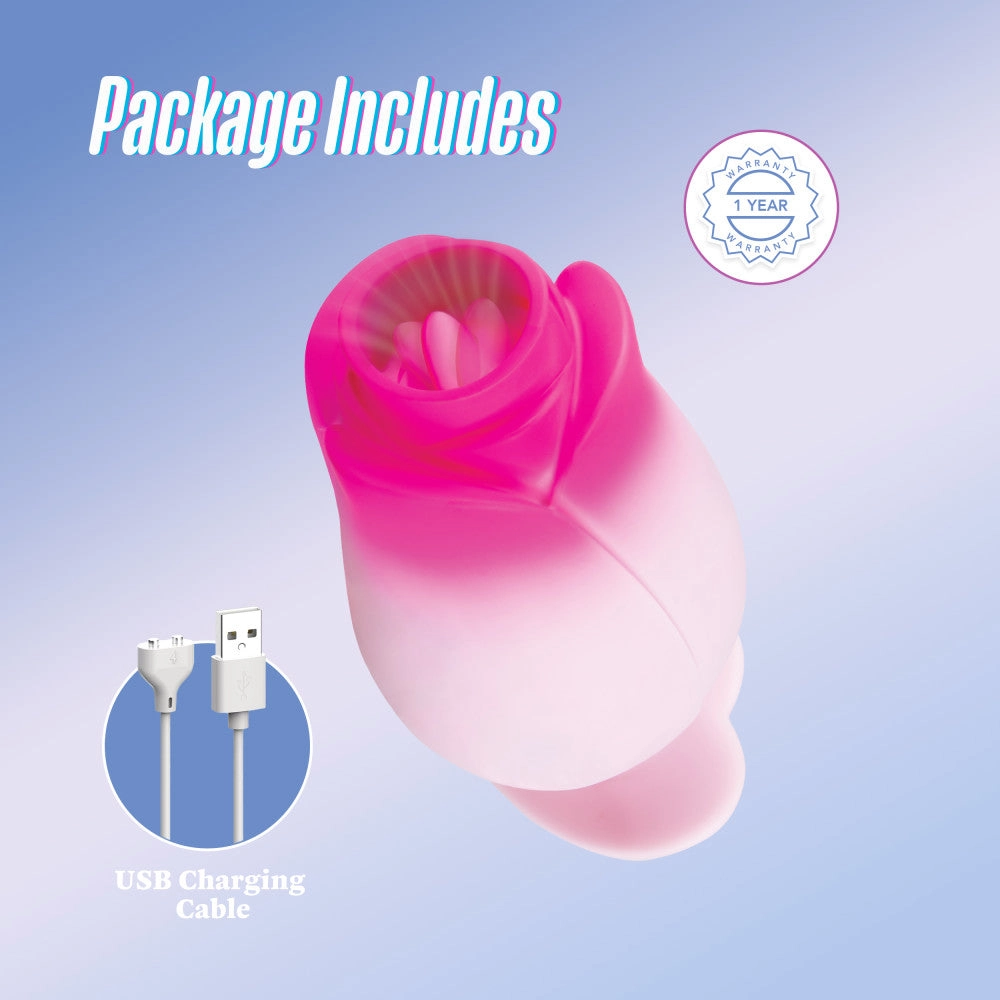Aria | Tulip Trance Silicone Personal Massager with Suction & Tongue-Fluttering Sensations – Pink