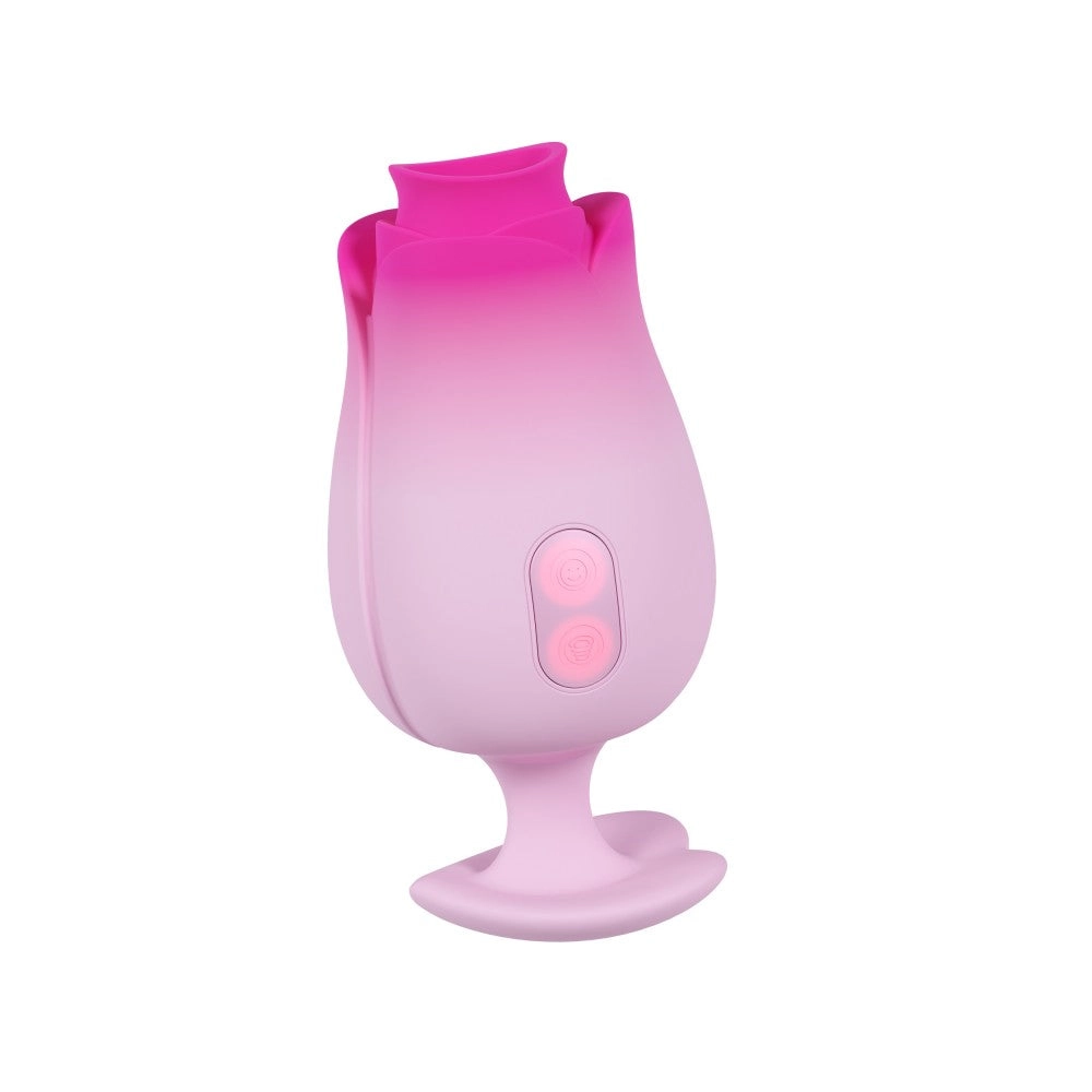 Aria | Tulip Trance Silicone Personal Massager with Suction & Tongue-Fluttering Sensations – Pink