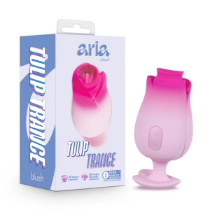 Aria | Tulip Trance Silicone Personal Massager with Suction & Tongue-Fluttering Sensations – Pink