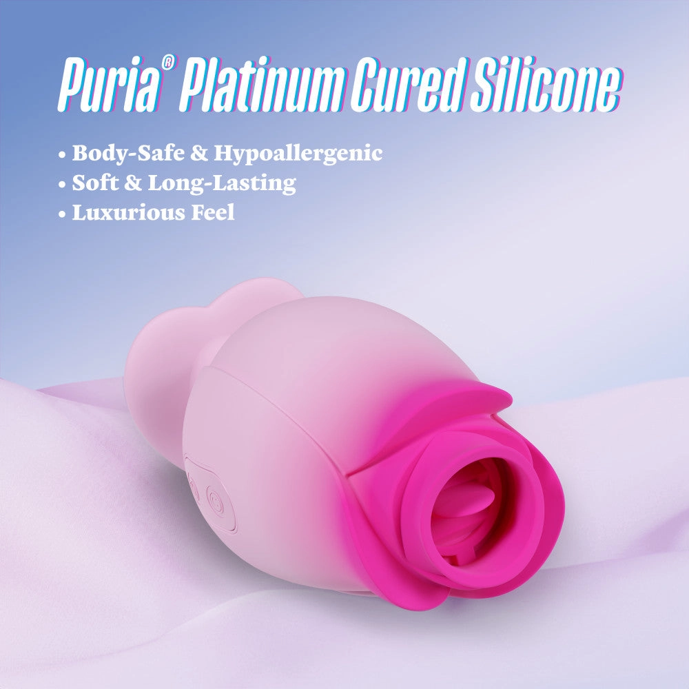 Aria | Tulip Trance Silicone Personal Massager with Suction & Tongue-Fluttering Sensations – Pink