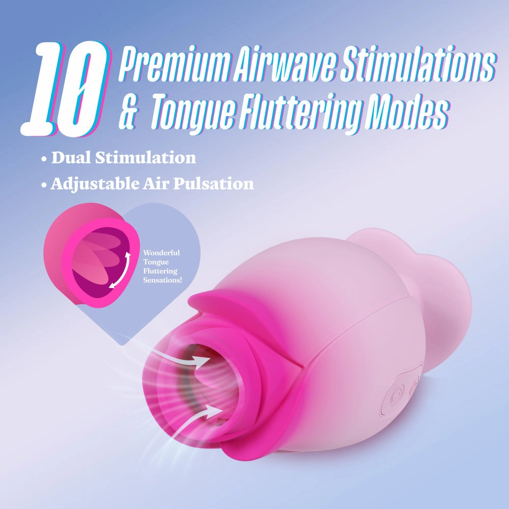 Aria | Tulip Trance Silicone Personal Massager with Suction & Tongue-Fluttering Sensations – Pink