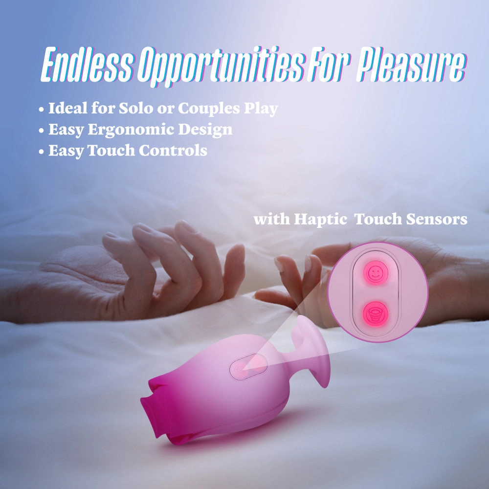 Aria | Tulip Trance Silicone Personal Massager with Suction & Tongue-Fluttering Sensations – Pink