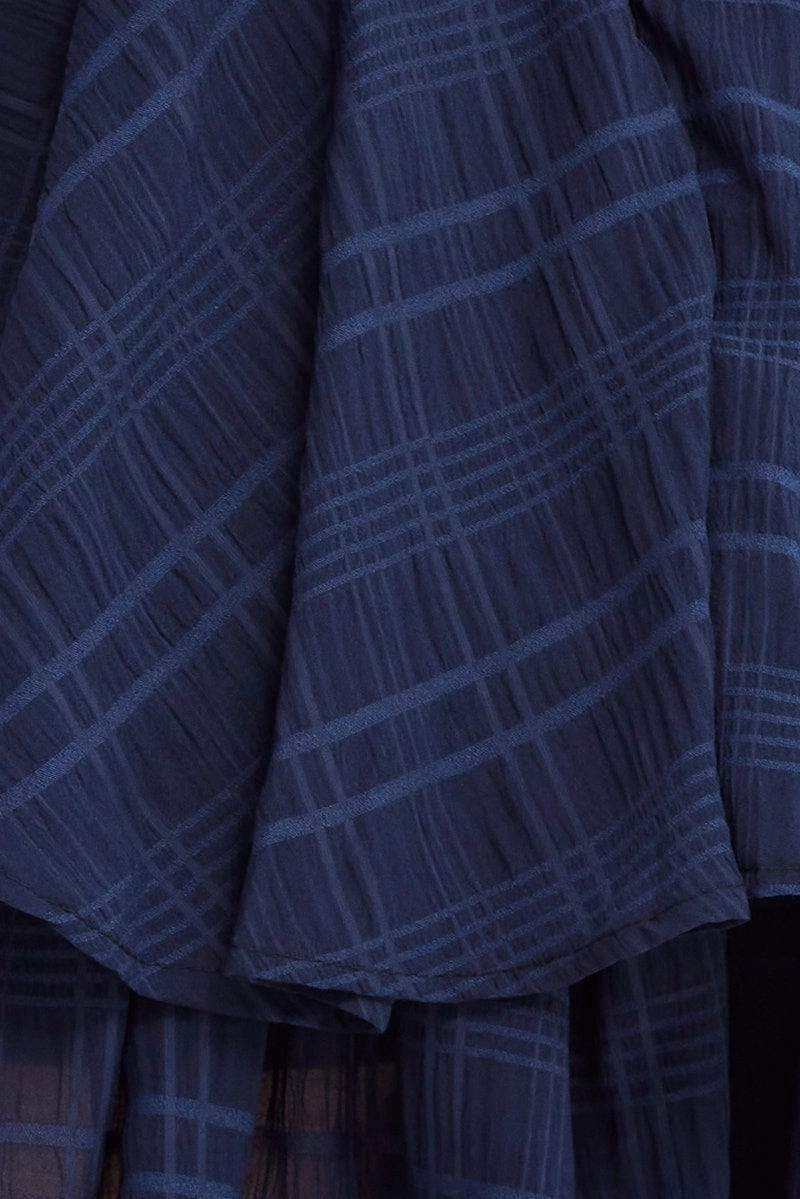 Blue Ruffle Playsuit Long Sleeve Wrap Front