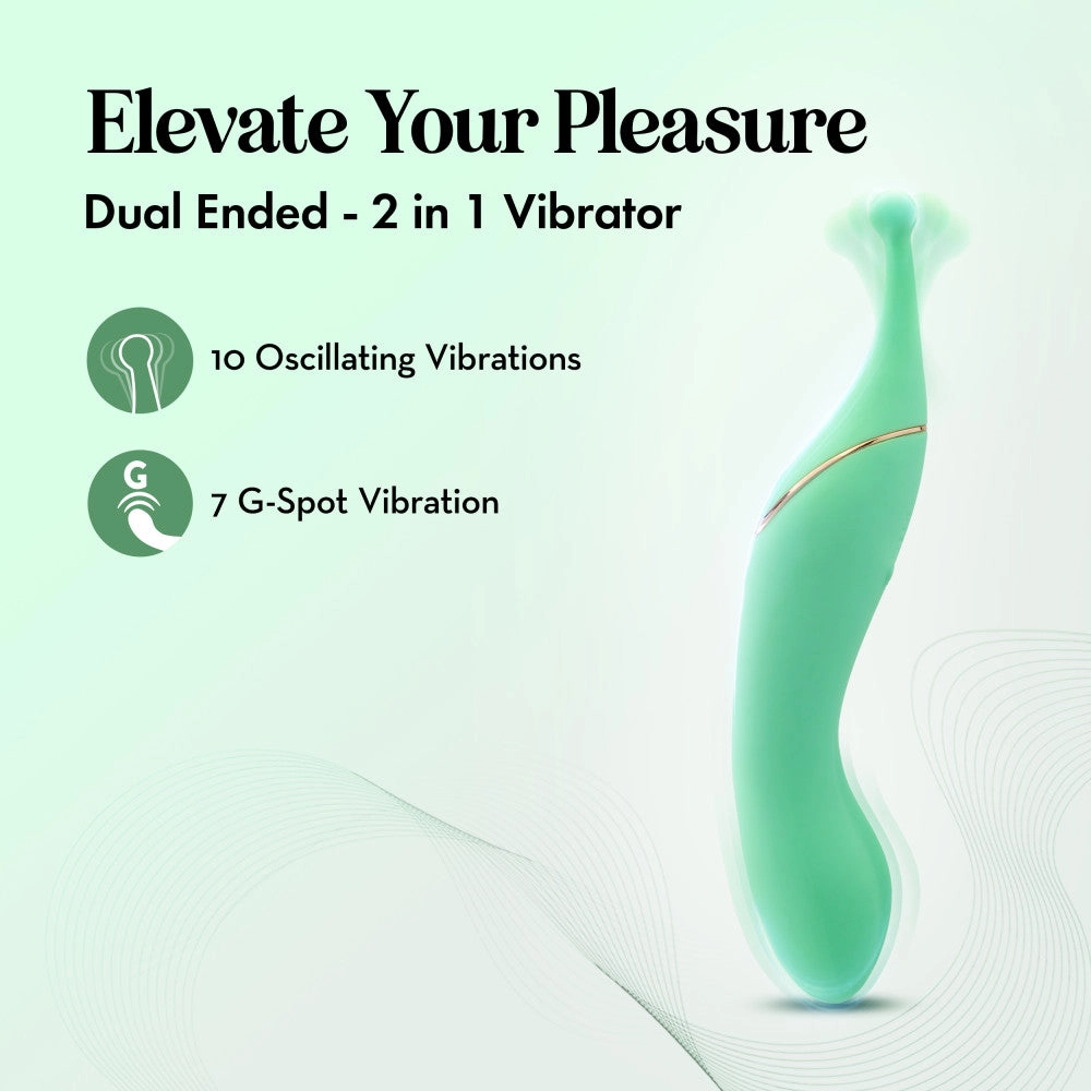 Blush Collection | Stella 7 Inch Dual-Ended Clitoral G-Spot Vibrating Wand With Precision Stimulation – In Green