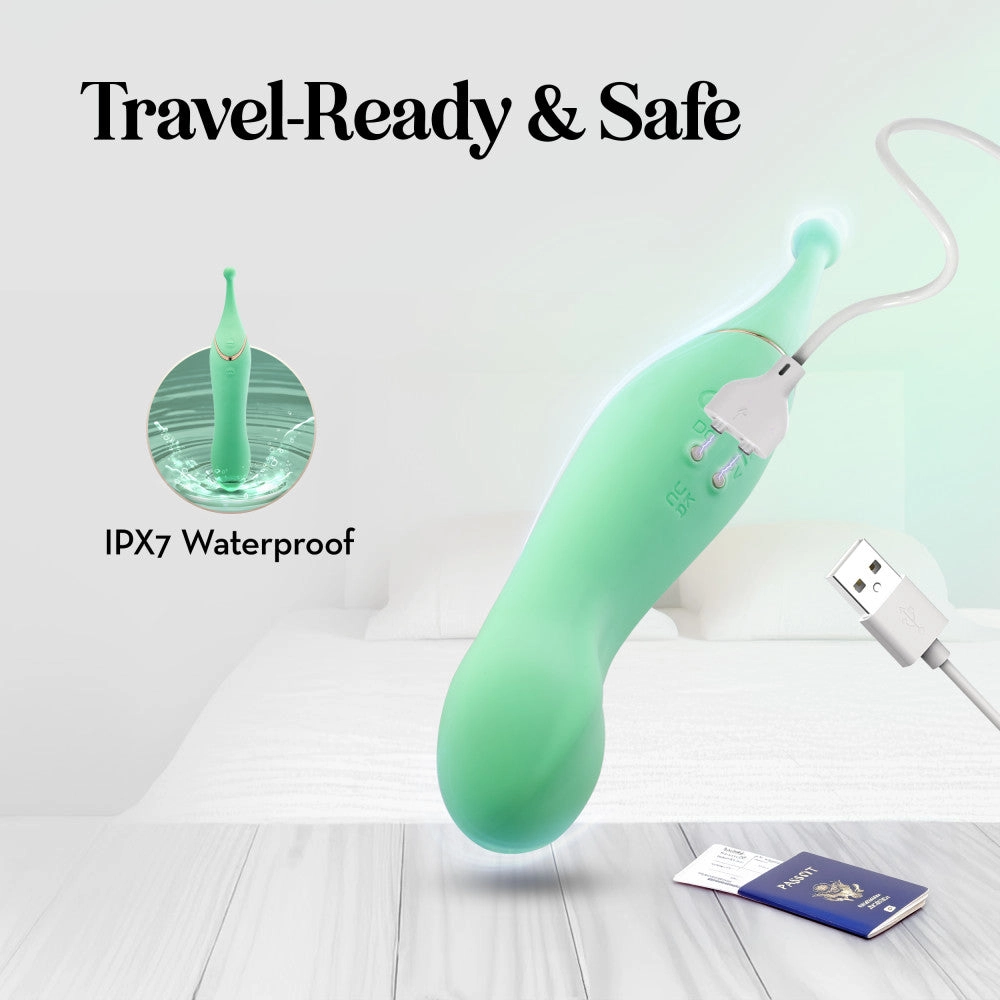 Blush Collection | Stella 7 Inch Dual-Ended Clitoral G-Spot Vibrating Wand With Precision Stimulation – In Green