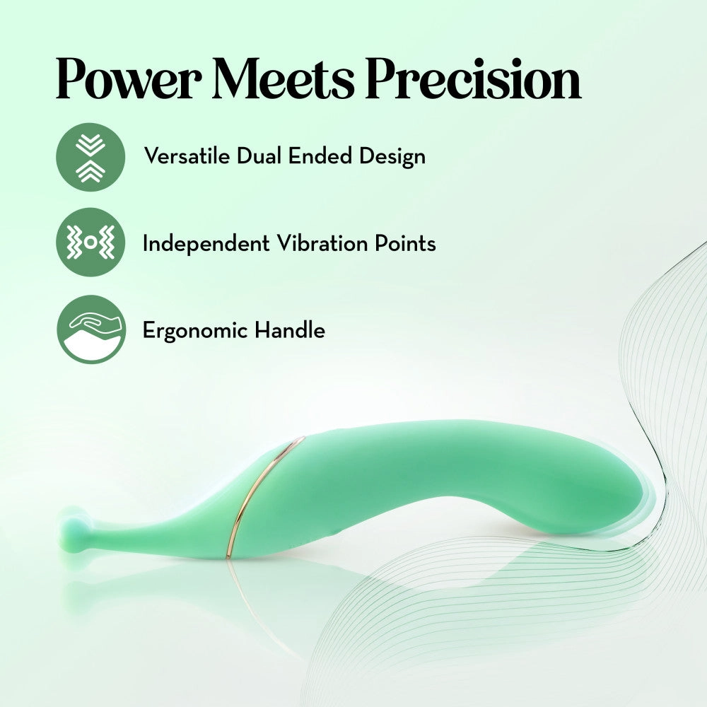 Blush Collection | Stella 7 Inch Dual-Ended Clitoral G-Spot Vibrating Wand With Precision Stimulation – In Green