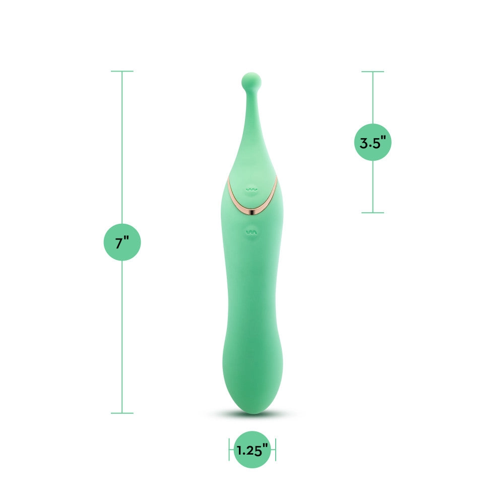 Blush Collection | Stella 7 Inch Dual-Ended Clitoral G-Spot Vibrating Wand With Precision Stimulation – In Green