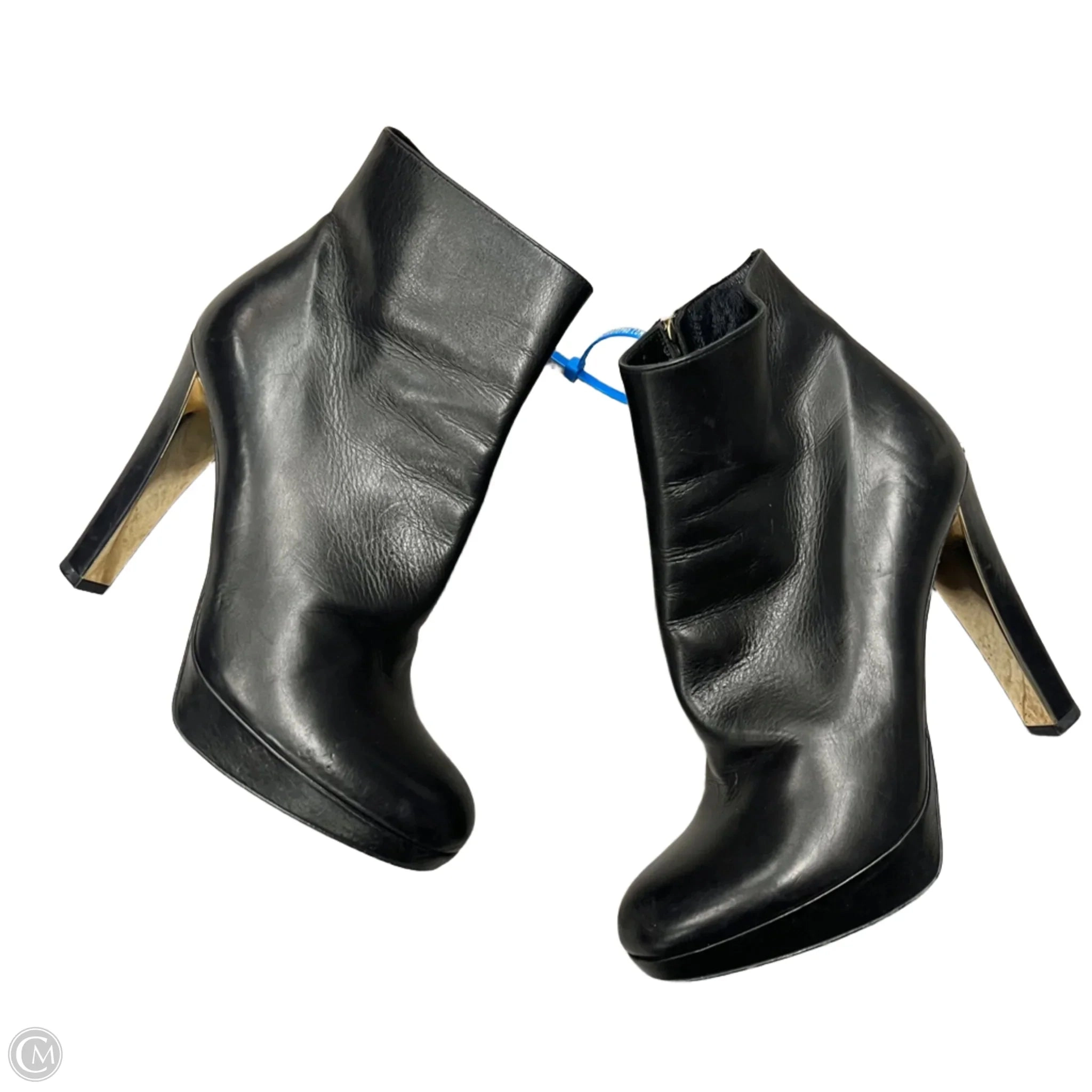Boots Luxury Designer By Dior In Black & Gold, Size: 5.5