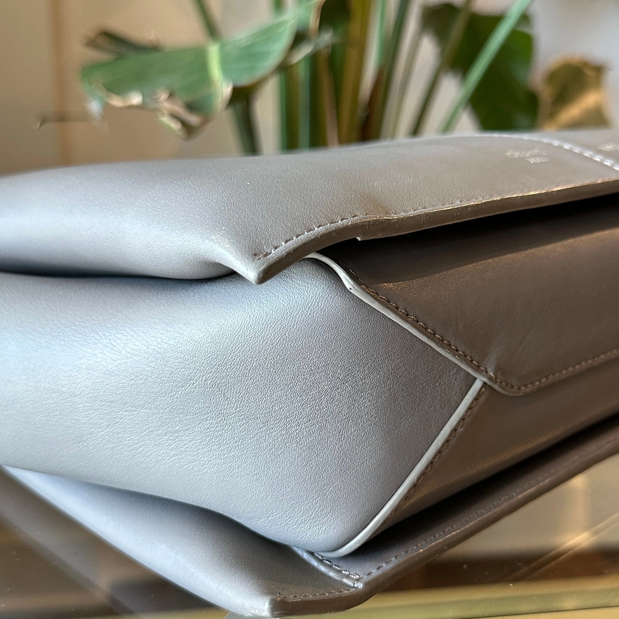 CELINE Tri-fold Medium Grey Shoulder Bag