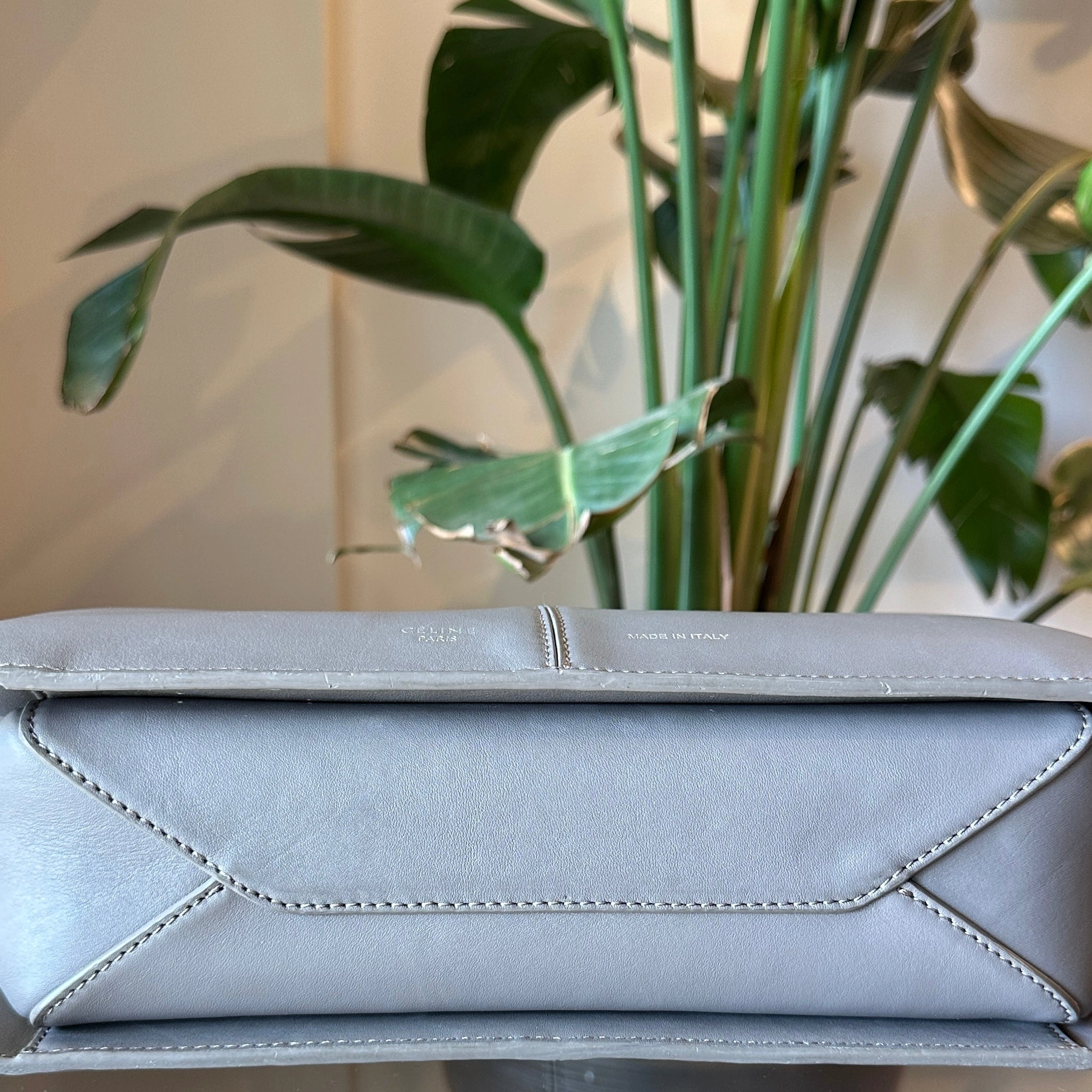 CELINE Tri-fold Medium Grey Shoulder Bag