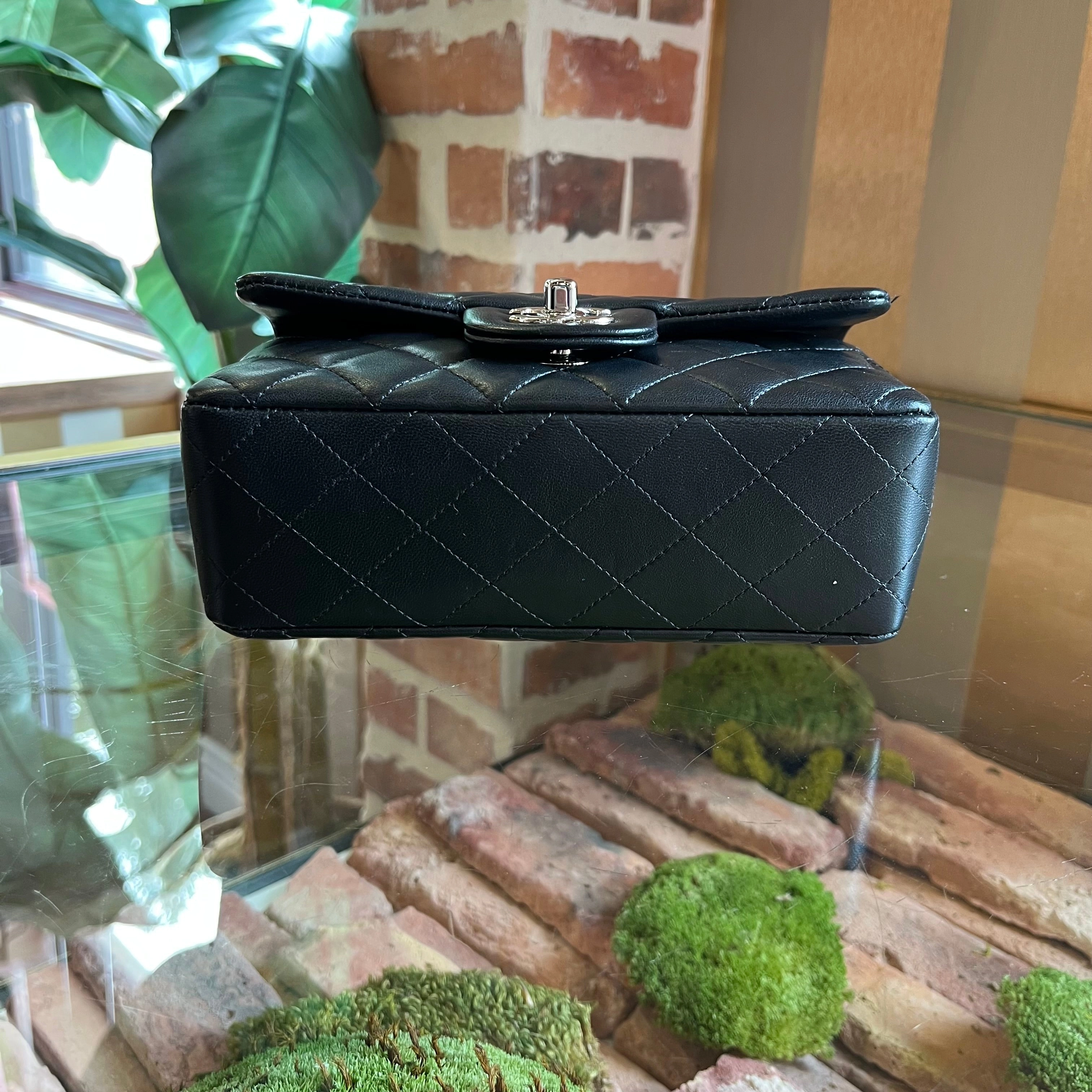 CHANEL Rectangular Mini Classic Black Lambskin Flap Shoulder Bag
