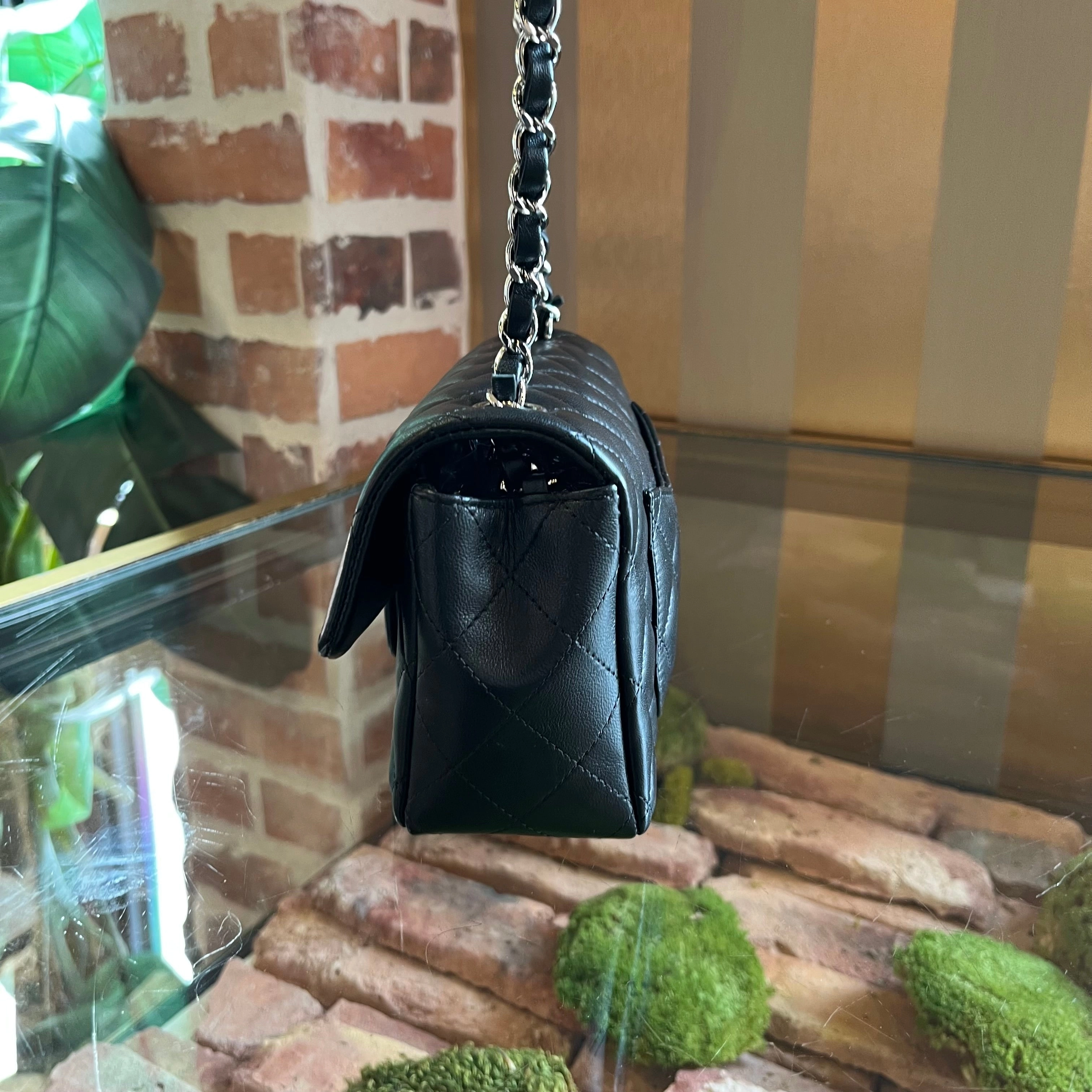 CHANEL Rectangular Mini Classic Black Lambskin Flap Shoulder Bag