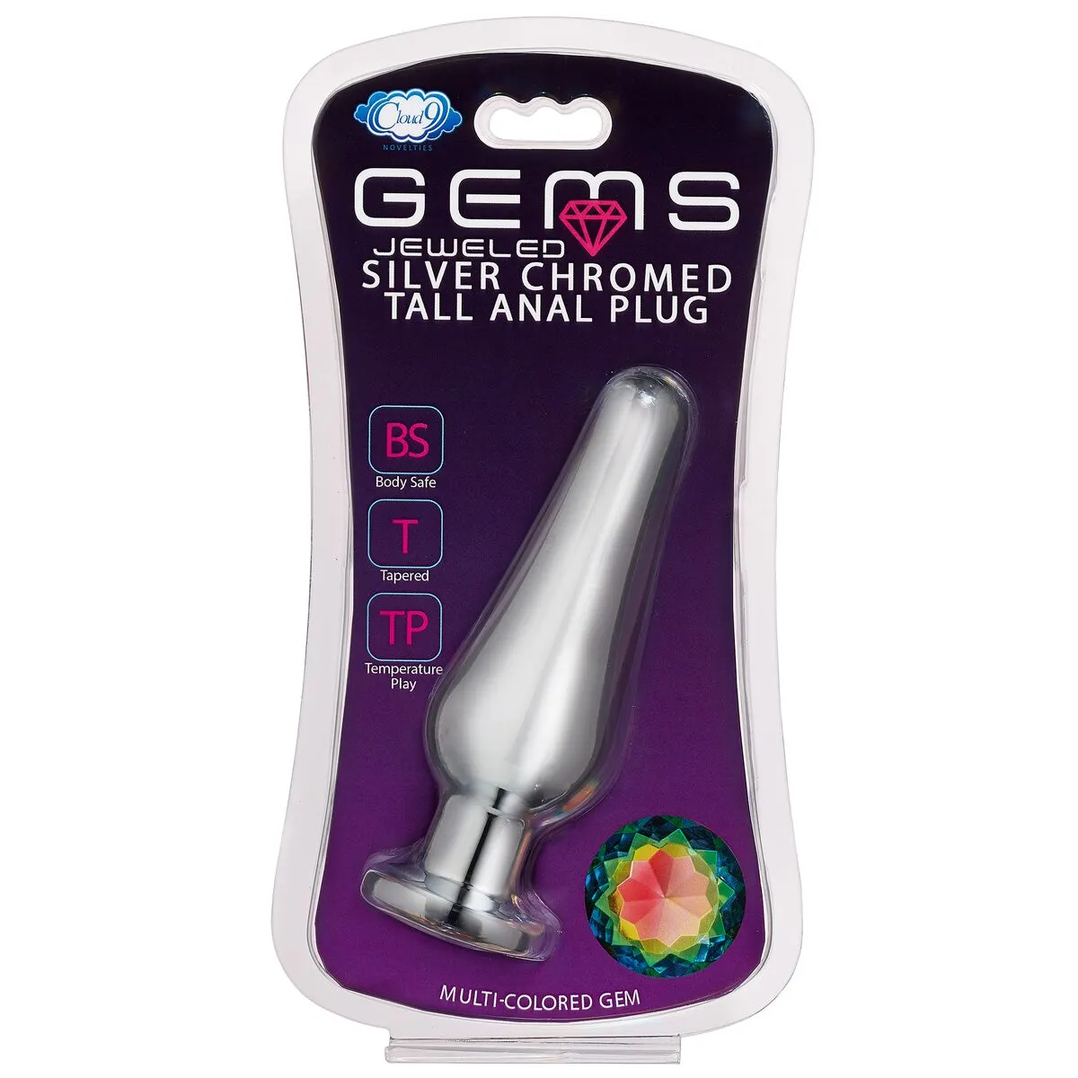 Cloud 9 gems silver chromed tall anal plug