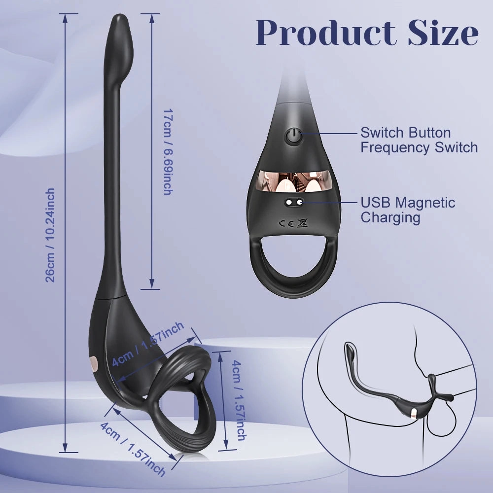 Cock Ring Vibrator with Mini Prostate Massager