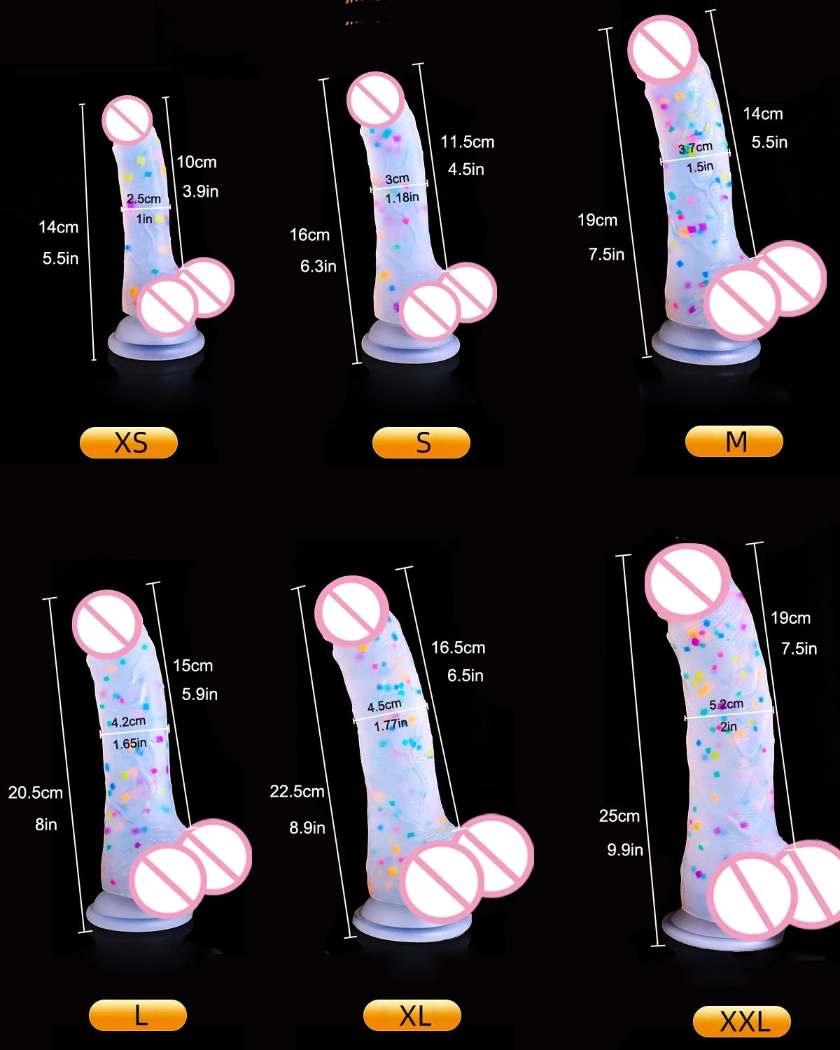 Confetti Dildo with Strong Suction Cup for Women