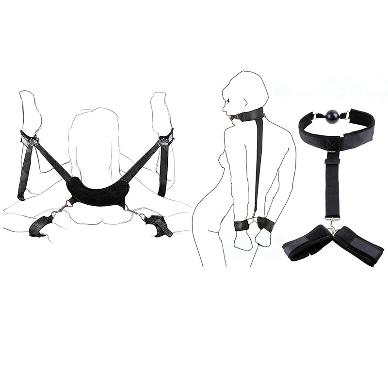 Couples Erotic BDSM Bondage Slave Leg Open Restraints Neck Handcuffs Ankle Cuff Straps