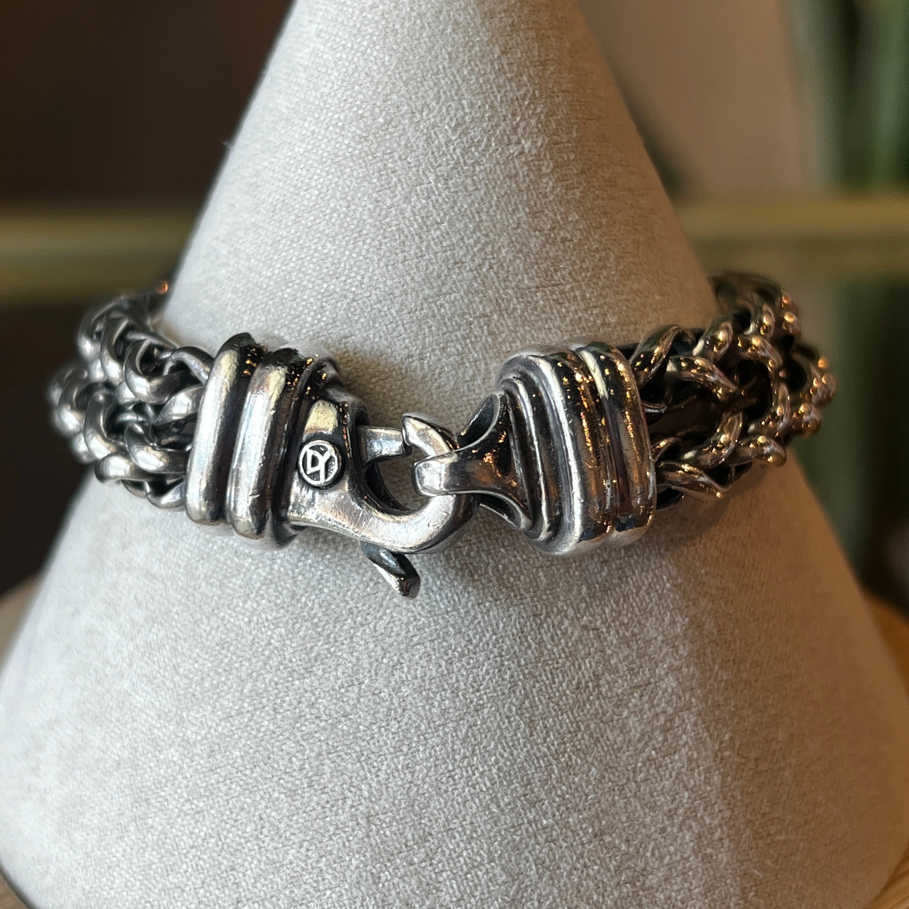 DAVID YURMAN Blue Chalcedony Double Wheat Silver Bracelet