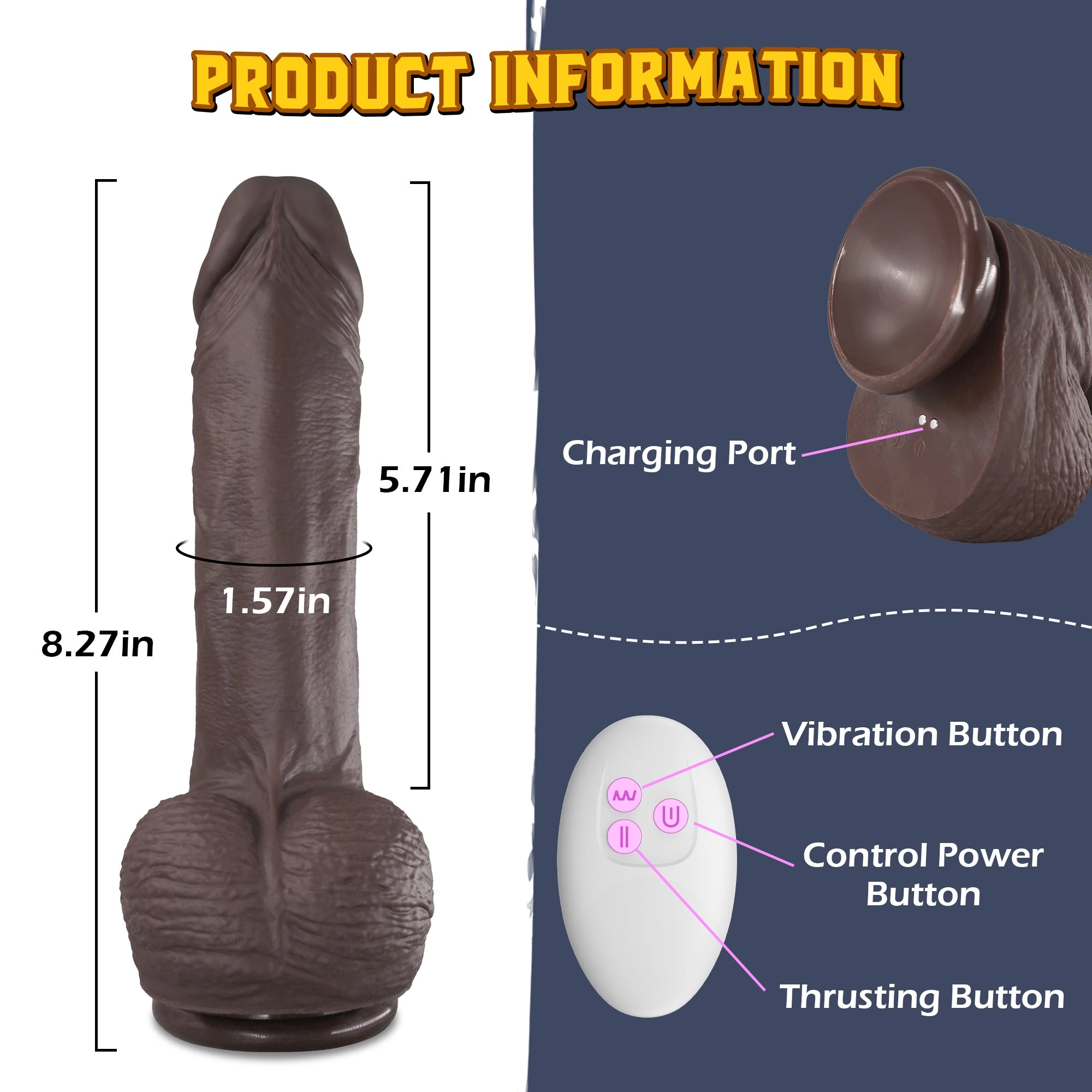 Dildo Realistic Vibrator with Thrusting & Vibrating Patterns