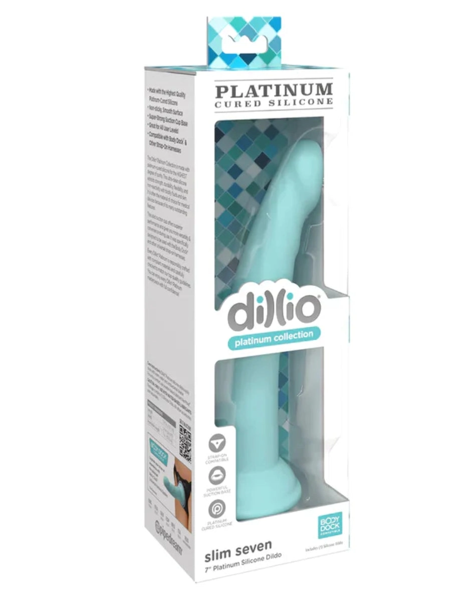 Dillio Platinum Slim Seven 7 Dildo Teal