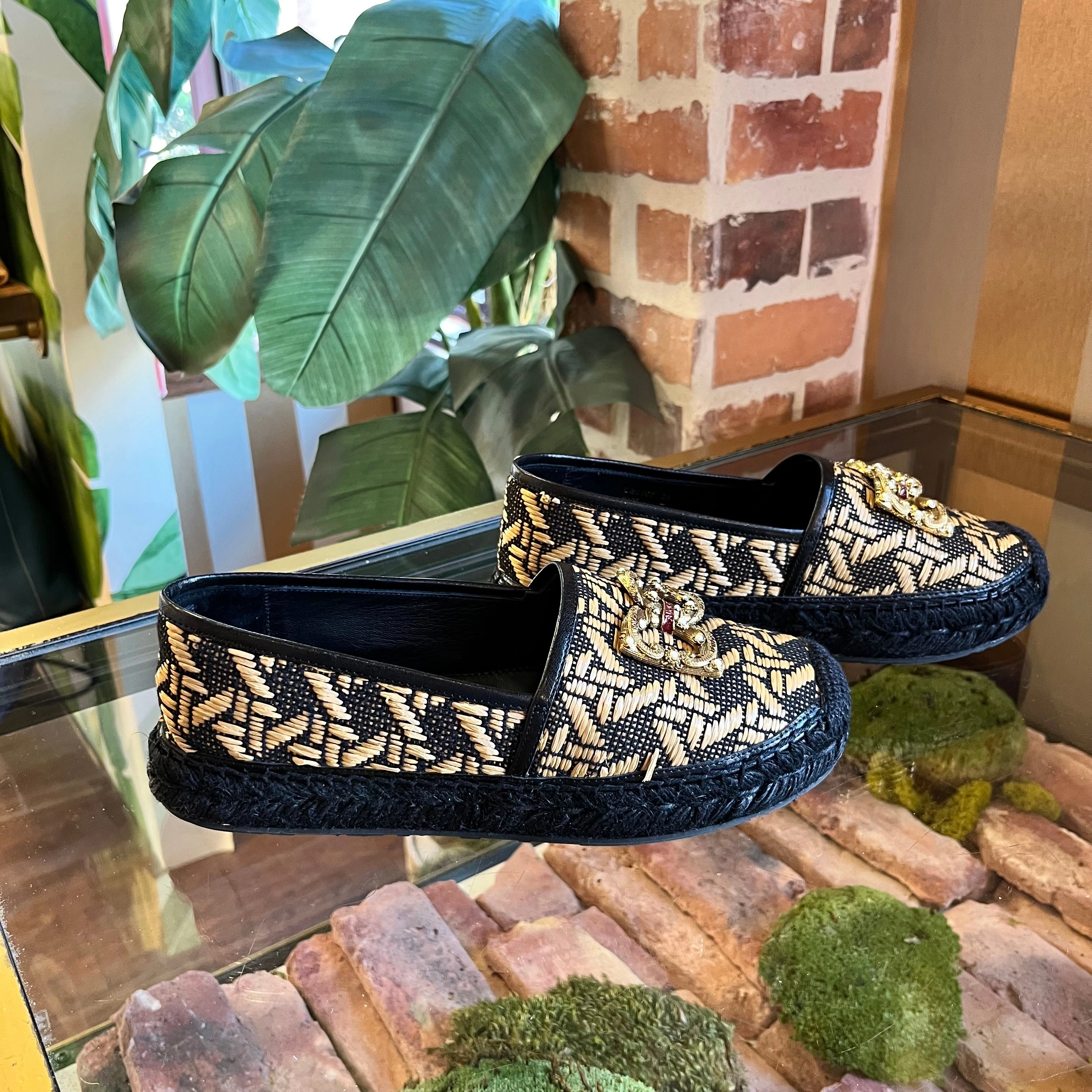 DOLCE & GABBANA Black and Tan Espadrilles 39