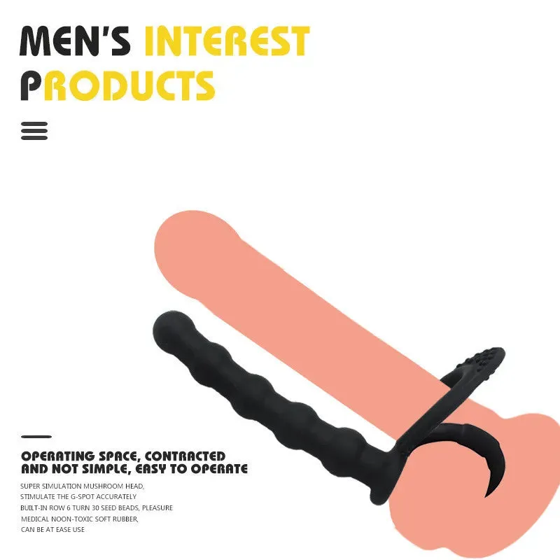 Double Penetration Silicone Anal Plug with Cock Ring