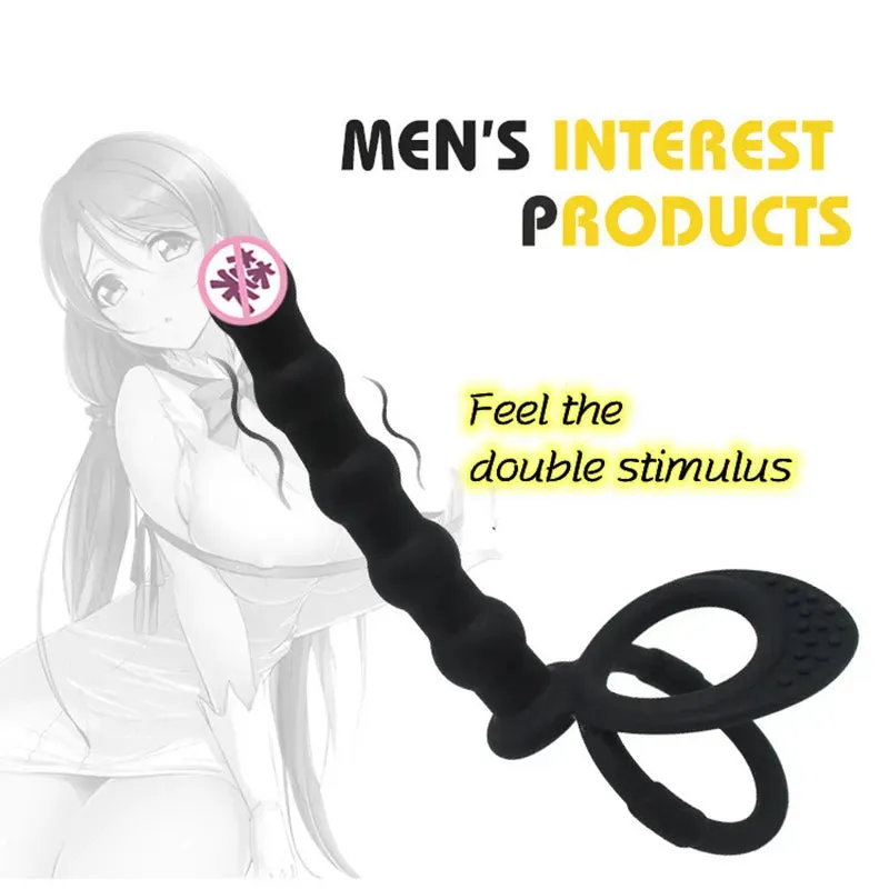 Double Penetration Silicone Anal Plug with Cock Ring
