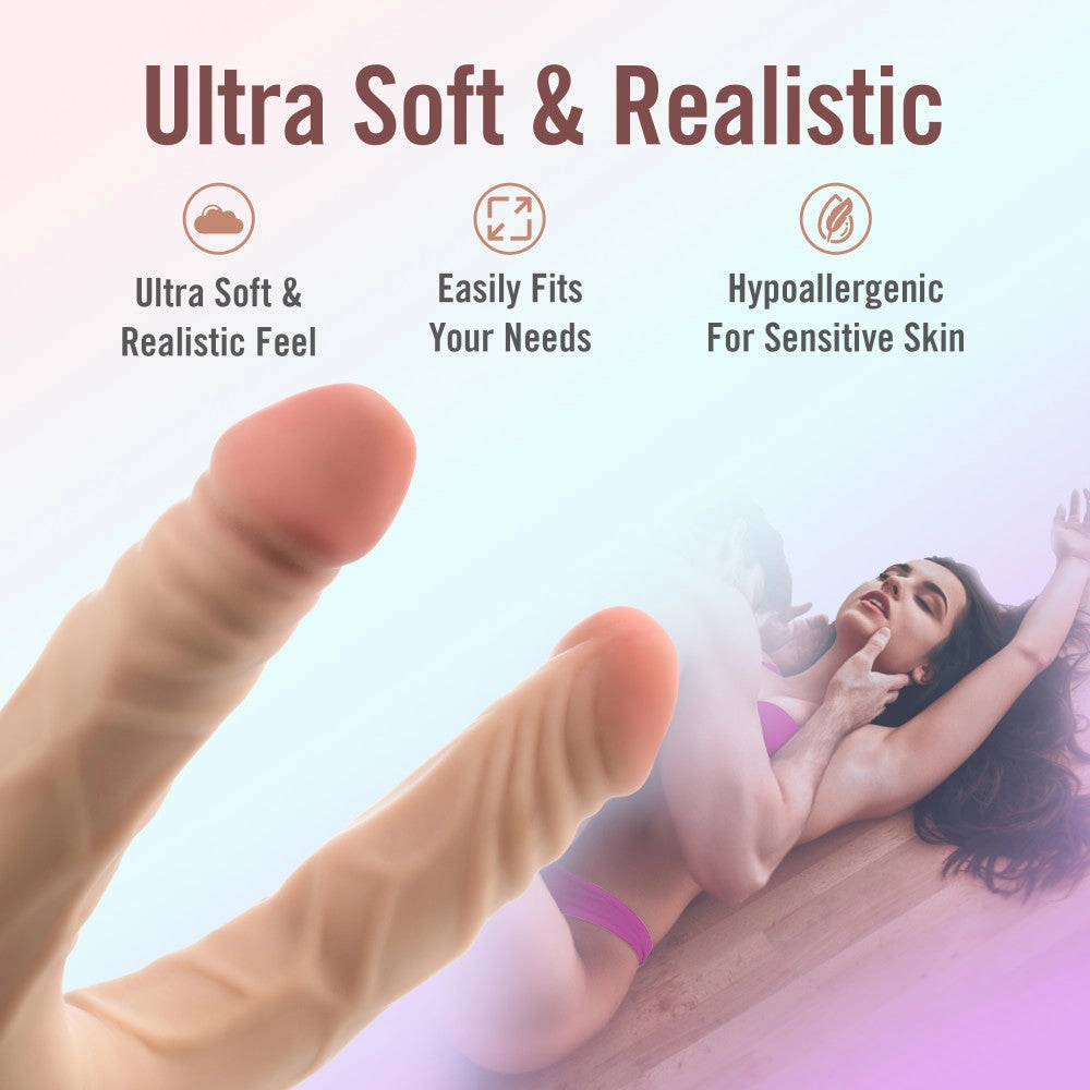 Dr. Skin Plus | 14 Inch Double Dong – Extra Long Double-Ended Dildo With A Realistic Posable Shaft - Beige