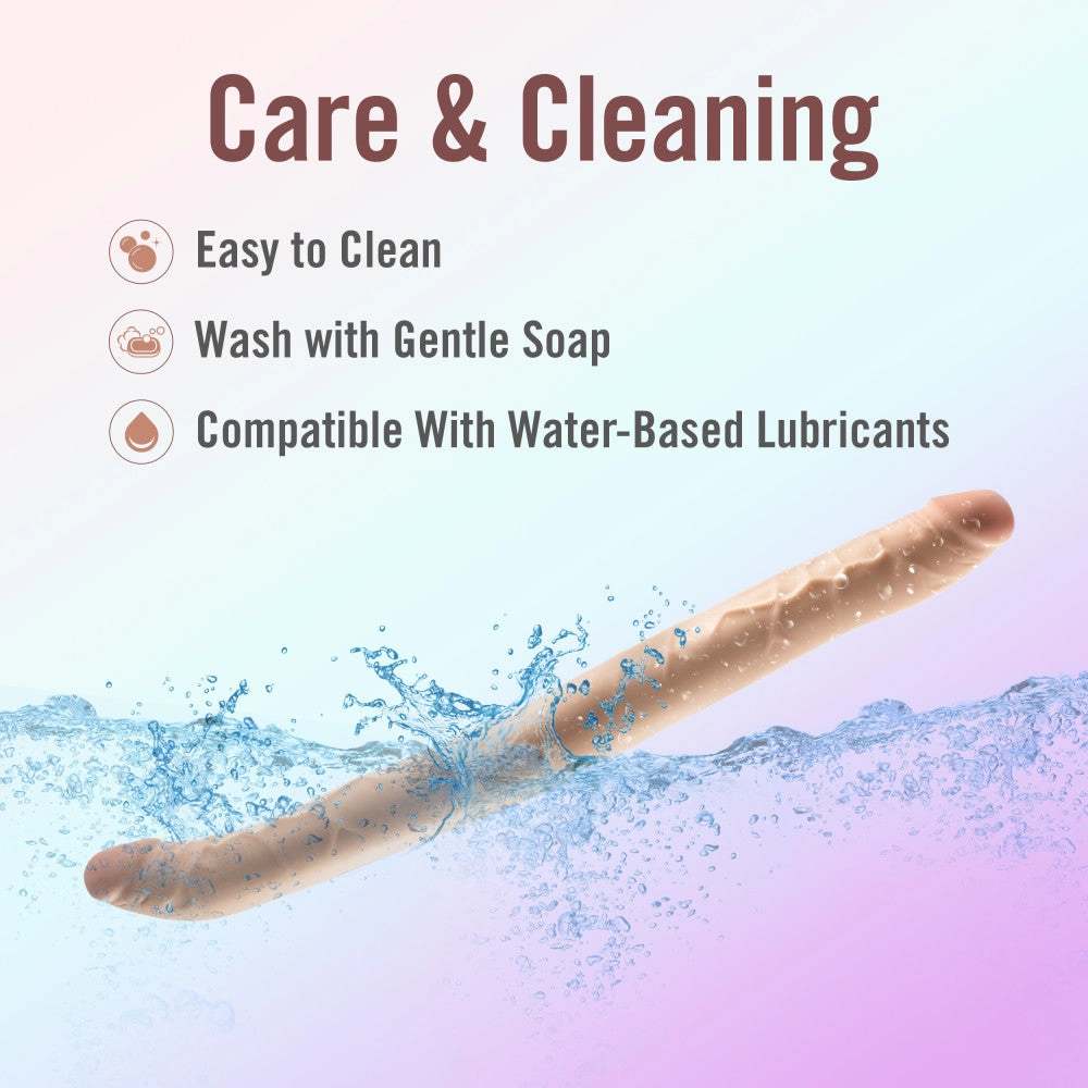 Dr. Skin Plus | 16.5 Inch Double Dong – Extra Long Double-Ended Dildo With A Realistic Posable Shaft - Beige