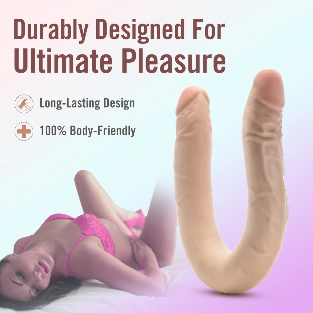 Dr. Skin Plus | 16.5 Inch Double Dong – Extra Long Double-Ended Dildo With A Realistic Posable Shaft - Beige