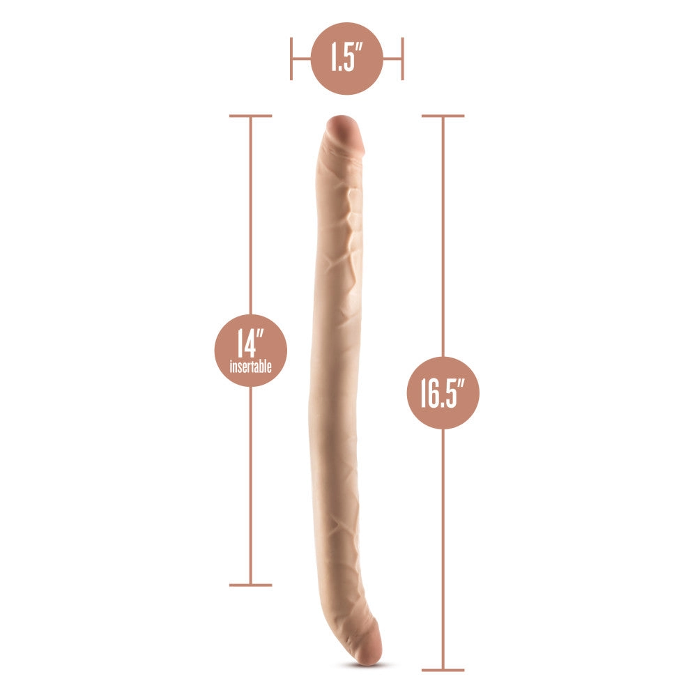 Dr. Skin Plus | 16.5 Inch Double Dong – Extra Long Double-Ended Dildo With A Realistic Posable Shaft - Beige