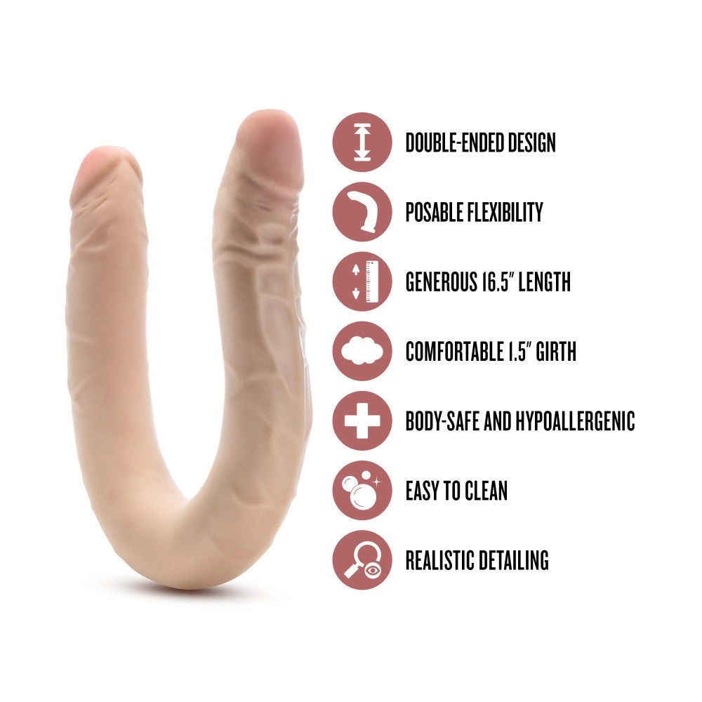 Dr. Skin Plus | 16.5 Inch Double Dong – Extra Long Double-Ended Dildo With A Realistic Posable Shaft - Beige