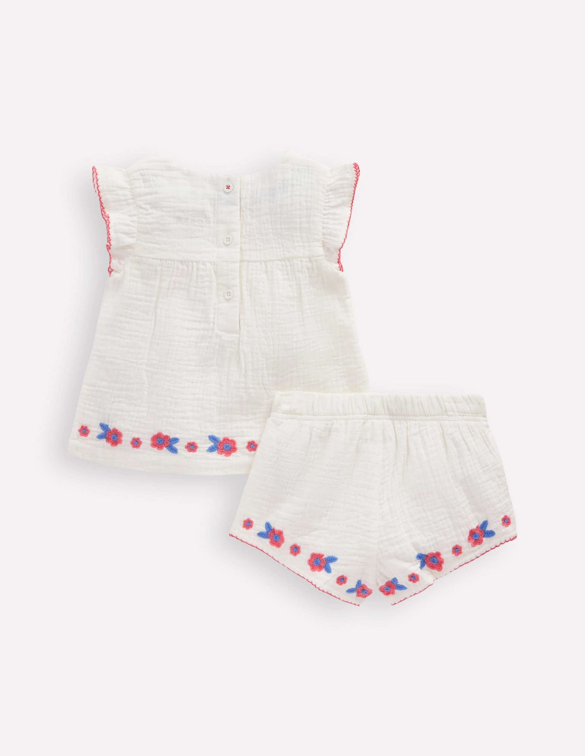Embroidered Woven Play Set-White Embroidered