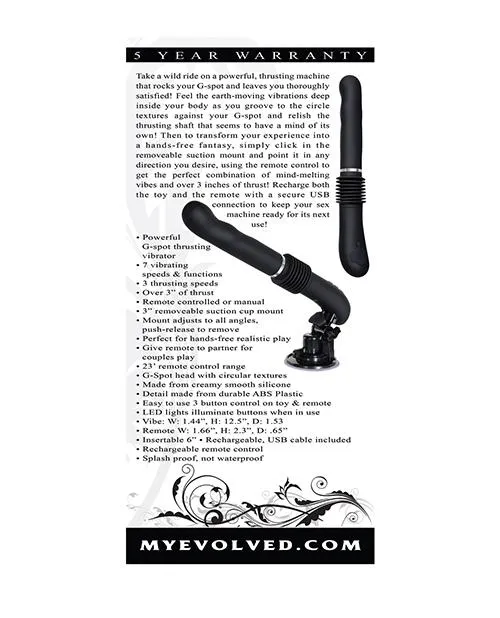 Evolved G Force Thruster - Hand Held Thrusting Dildo -  Black