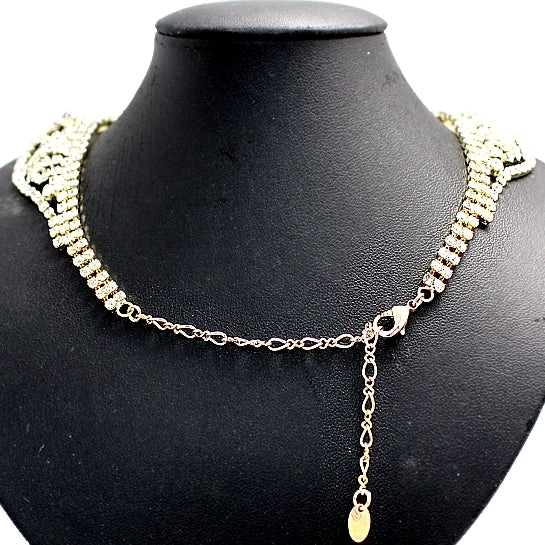 Generous Noble Banquet Wedding Crystal Silver Earring Necklace Set