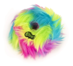 goDog Rainbow Furballz Rings with Chew Guard Technology Durable Plush Squeaker Dog Toy
